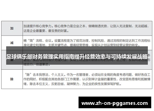 足球俱乐部财务管理实用指南提升经营效率与可持续发展战略 足球俱乐部财务管理实用指南提升经营效率与可持续发展战略